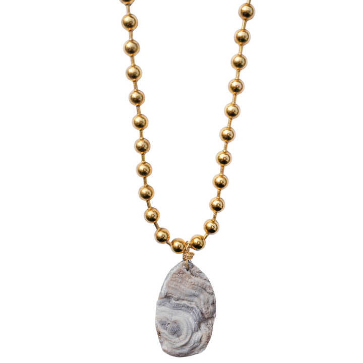 Agate Druzy Ball Chain Necklace