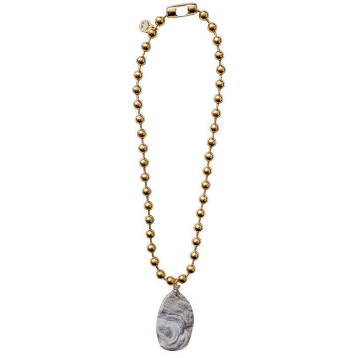 Agate Druzy Ball Chain Necklace