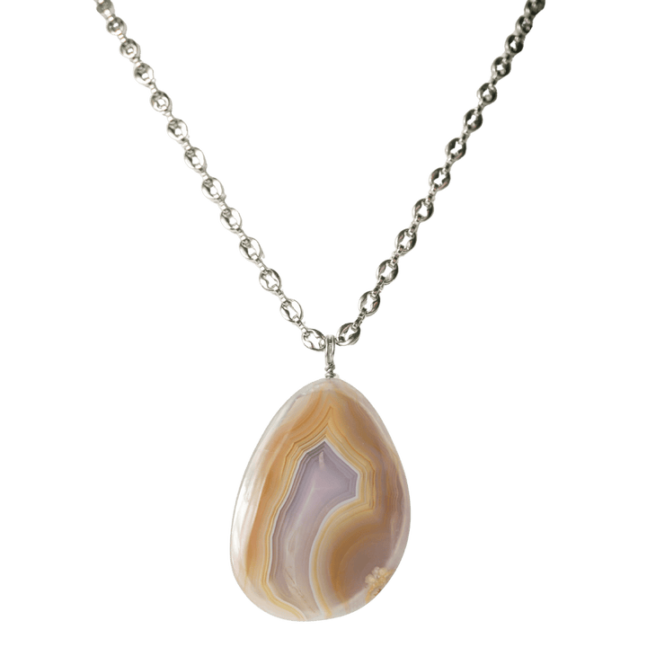 Purple Lace Agate Pendant Necklace