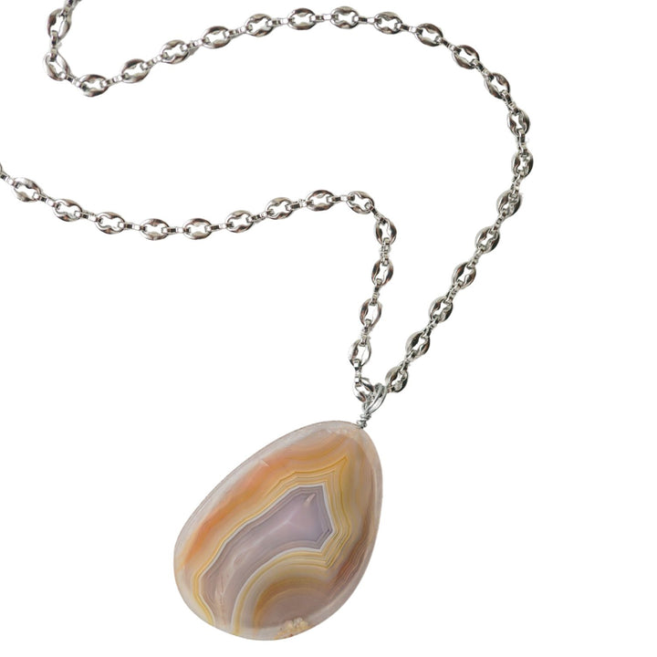 Purple Lace Agate Pendant Necklace
