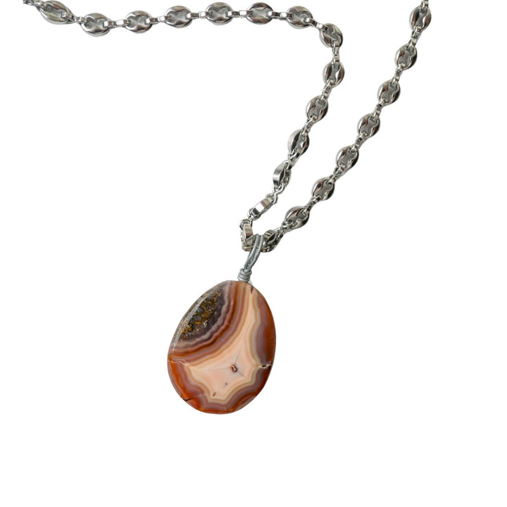Purple Lace Agate Pendant Necklace