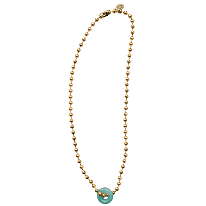 Aventurine Donut Ball Chain Necklace