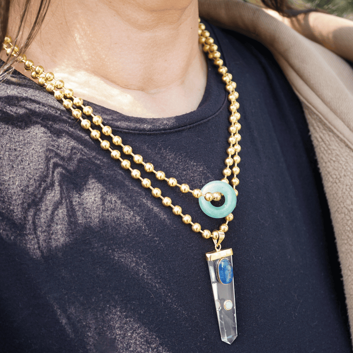 Aventurine Donut Ball Chain Necklace