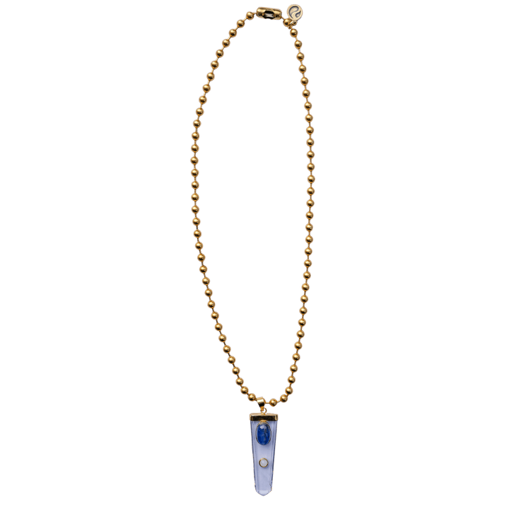 Clear Quartz, Blue Kyanite & Moonstone Ball Chain Necklace