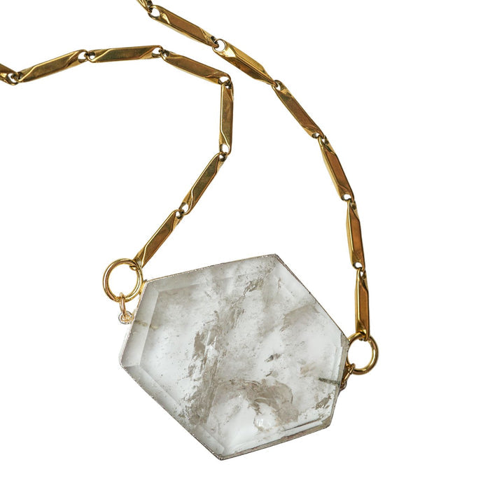 Clear Quartz Plate Pendant Necklace