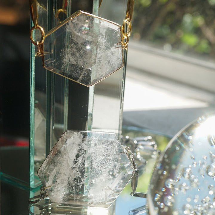 Clear Quartz Plate Pendant Necklace