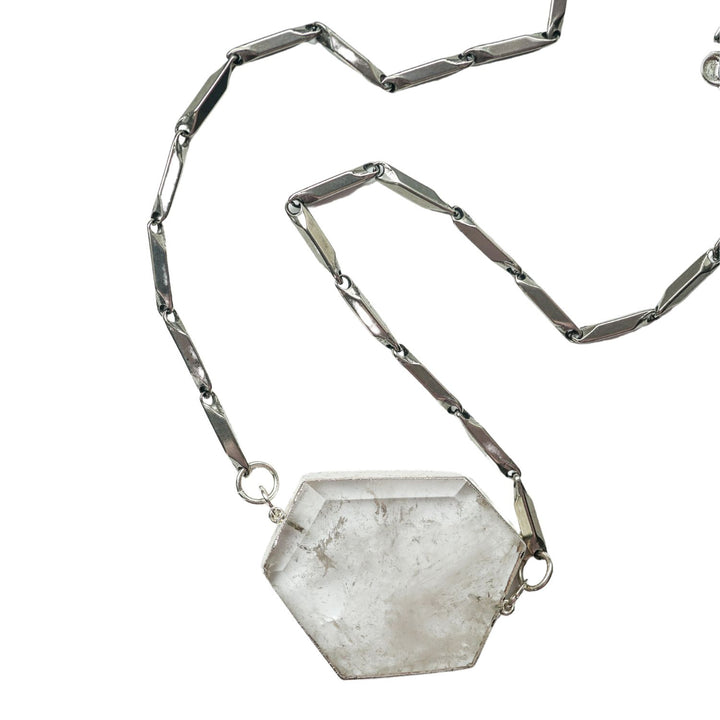 Clear Quartz Plate Pendant Necklace