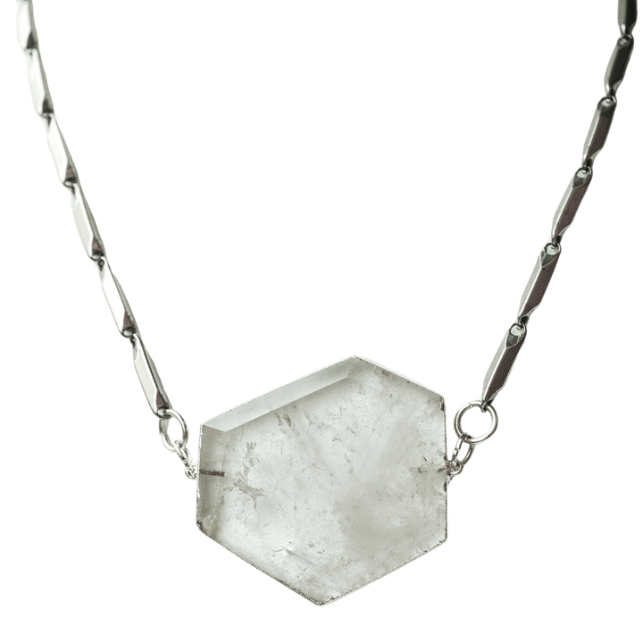 Clear Quartz Plate Pendant Necklace