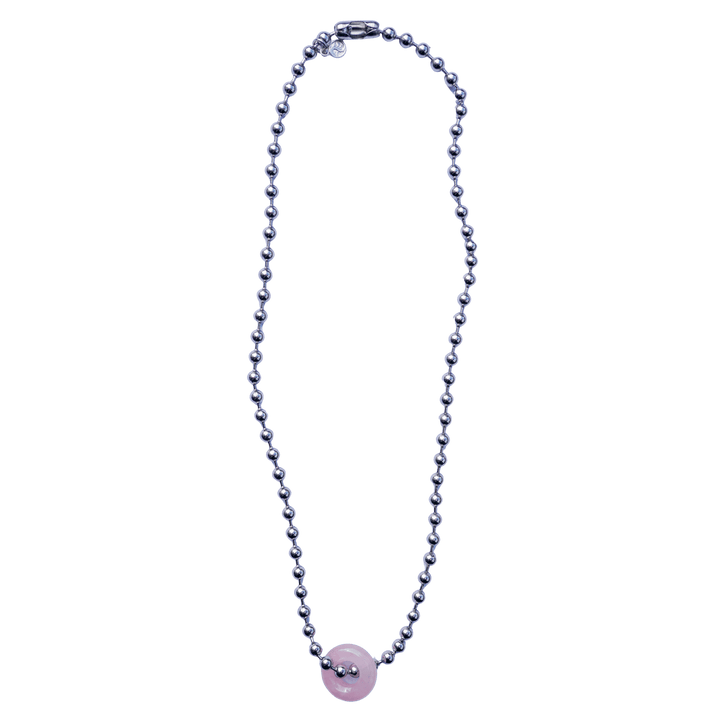 Rose Quartz Donut Ball Chain Necklace
