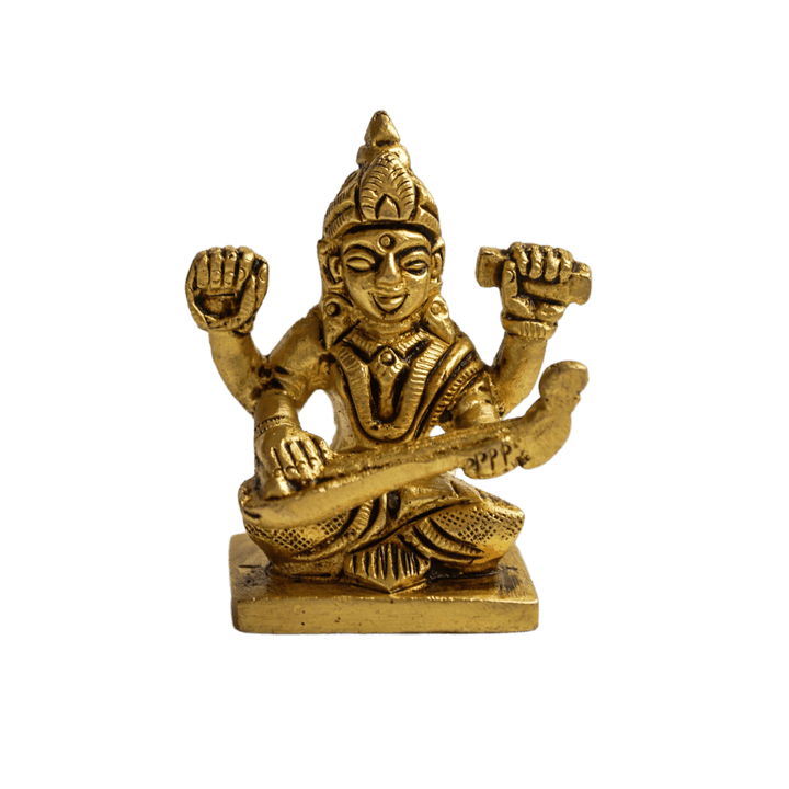Saraswati Brass Altar Statue