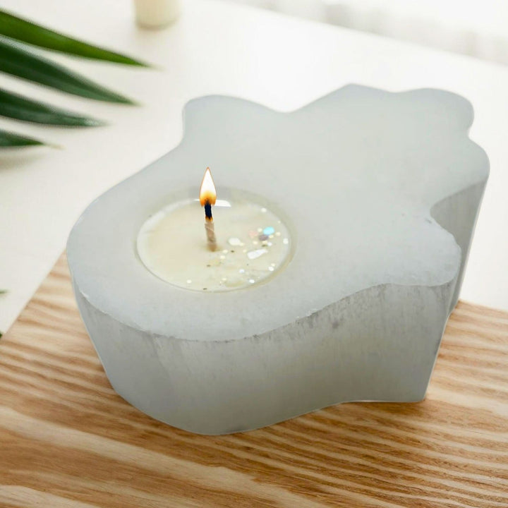 Selenite Hamsa Tealight Holder