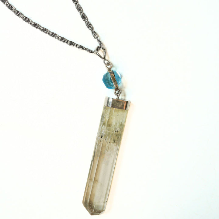 Spodumene & Blue Topaz Pendant Necklace