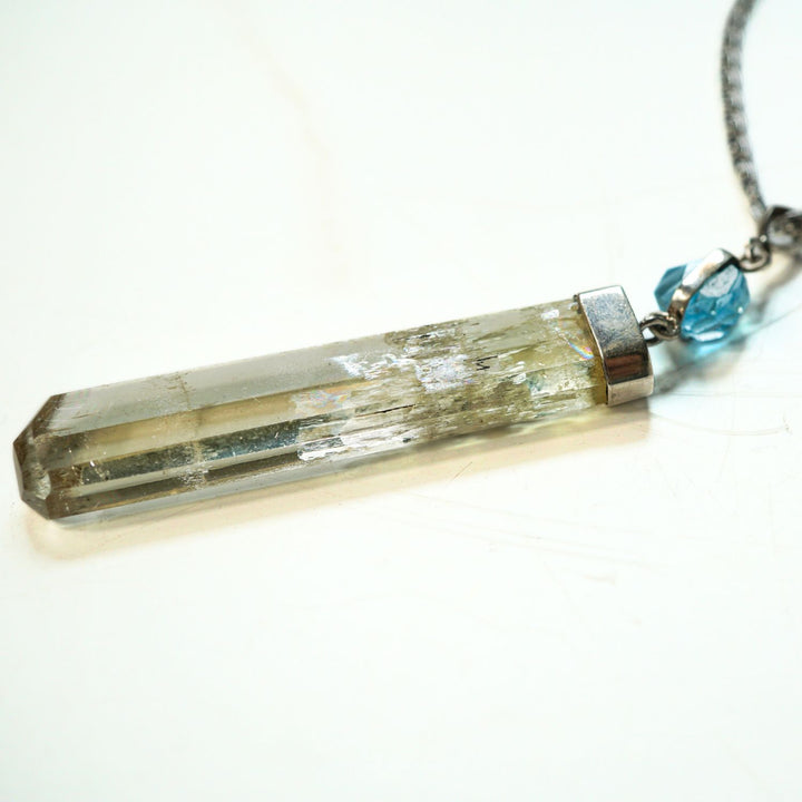 Spodumene & Blue Topaz Pendant Necklace