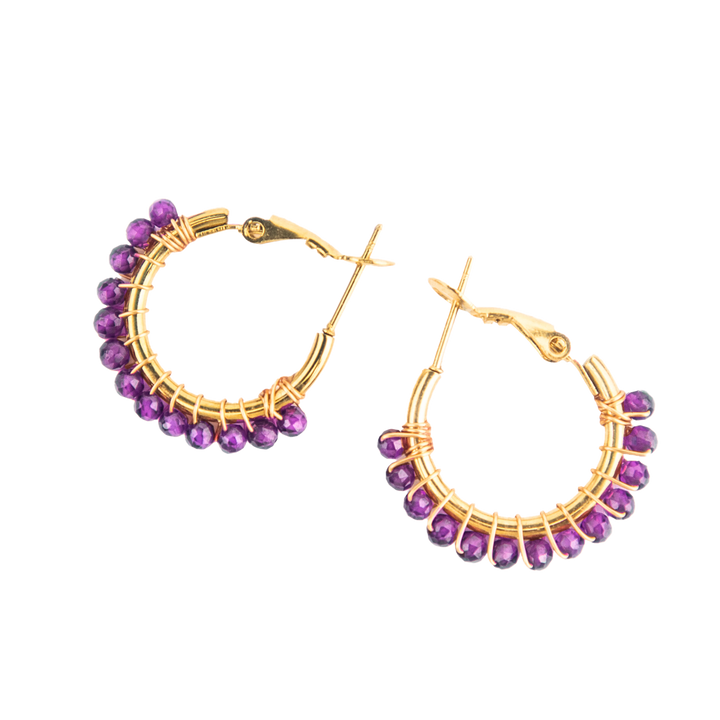 Amethyst Crystal Hoop Earrings