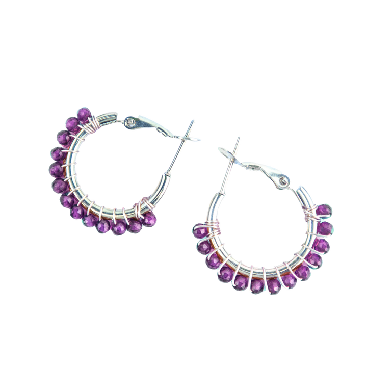 Amethyst Crystal Hoop Earrings