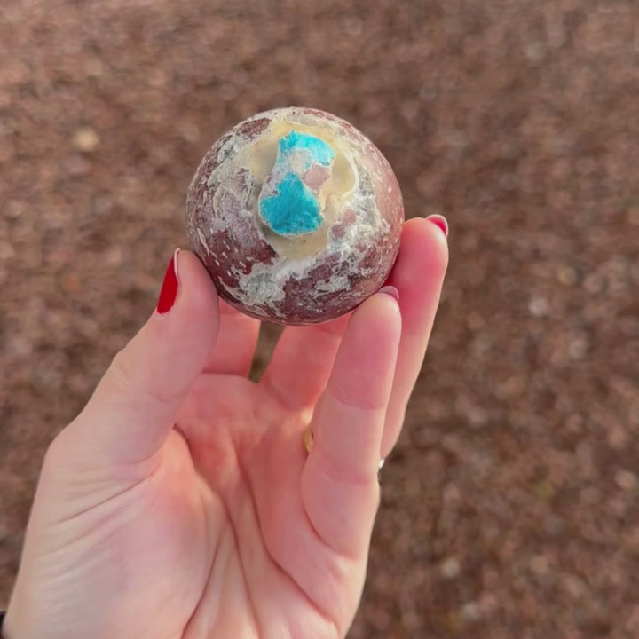 Rare Half-Polished Cavansite Sphere