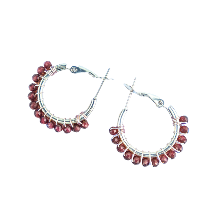 Ruby Crystal Hoop Earrings